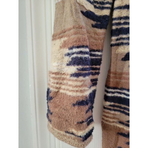 Lucky Brand Womens Blue Aztec Sweater fringe Size Medium - Picture 5 of 9